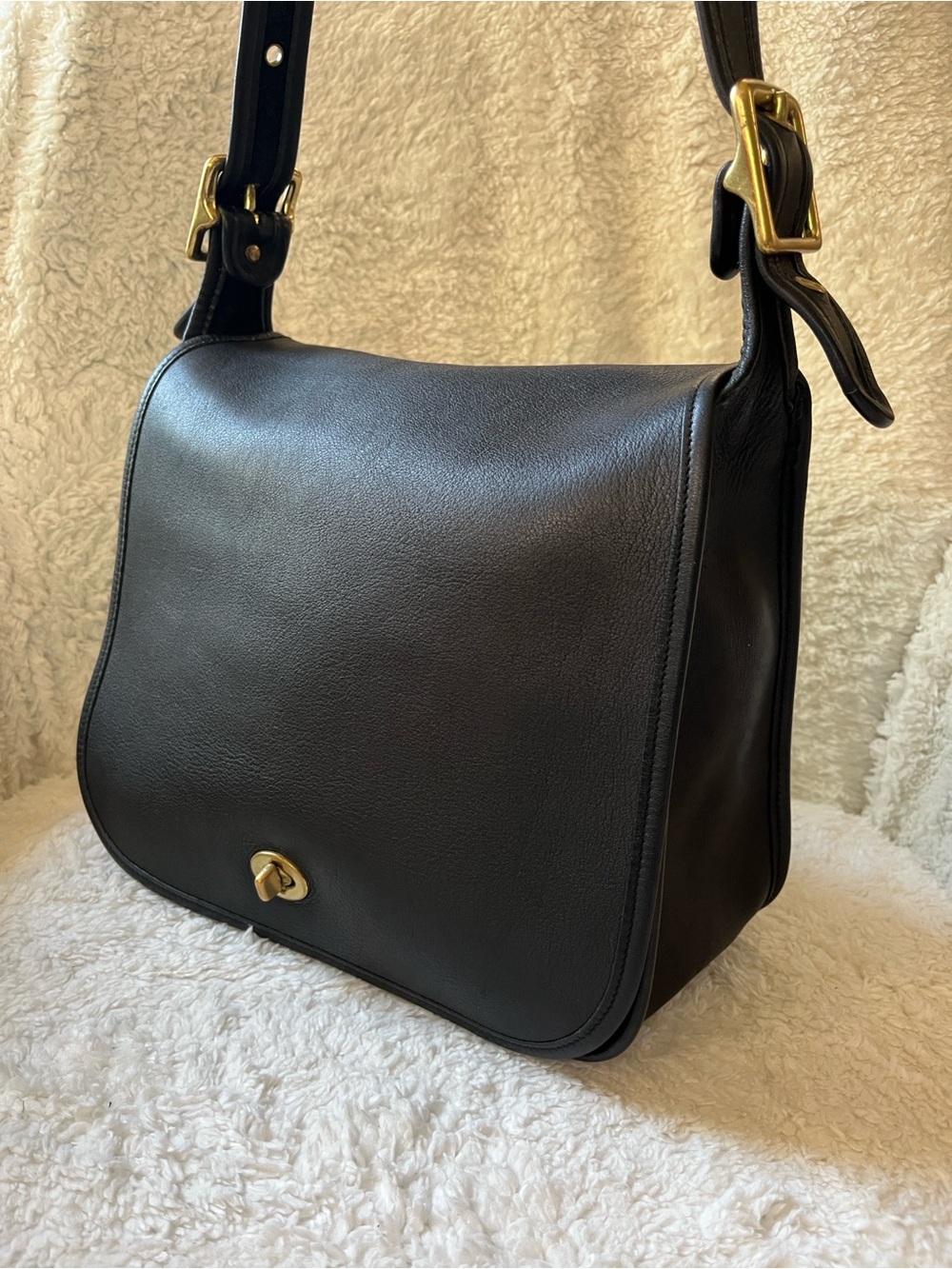 Coach Vintage Stewardess Bag 9525 Costa Rica Black Leather Brass Hardware